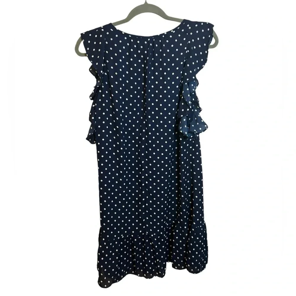J.Crew Navy Blue Polka Dot Flutter Dress